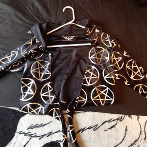 Killstar pentagram tie-front top